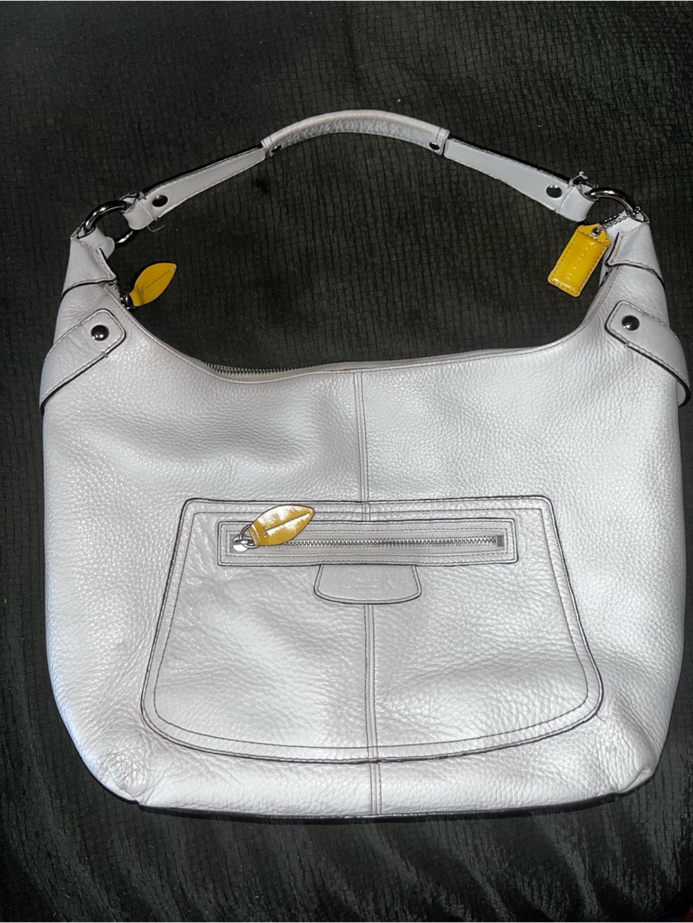 Coach White/Cream Penelope Pebbled Leather Hobo Bag